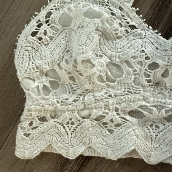 Free People Vivette Lace Bra Top Womens Small White Boho Coastal Beachy Layer - Picture 6 of 12